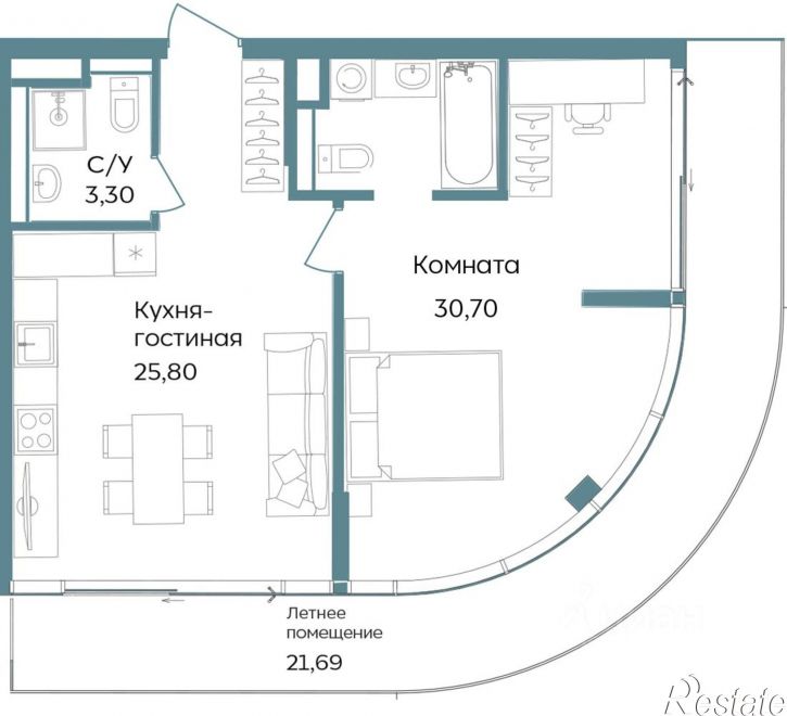 2-комн квартира в новом доме г. Саки, ул. Морская