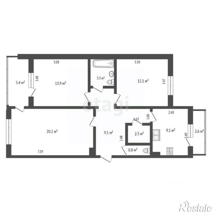 3-комн квартира Черноморский район