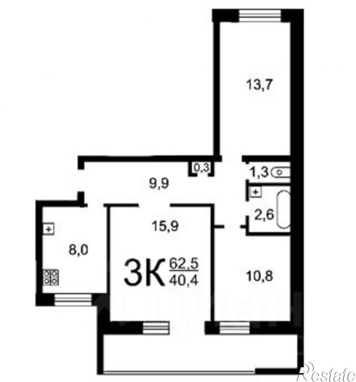3-комн квартира Евпатория г., им.9-го Мая ул., д.106