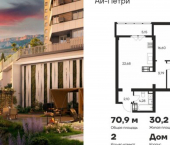2-комн, 71 кв м, этаж 12/19 Ялта, улица Кирова