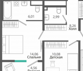 2-комн, 65 кв м, этаж 3/9 Симферополь, ЖК Розмарин