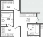 3-комн, 95 кв м, этаж 6/9 ЖК Розмарин