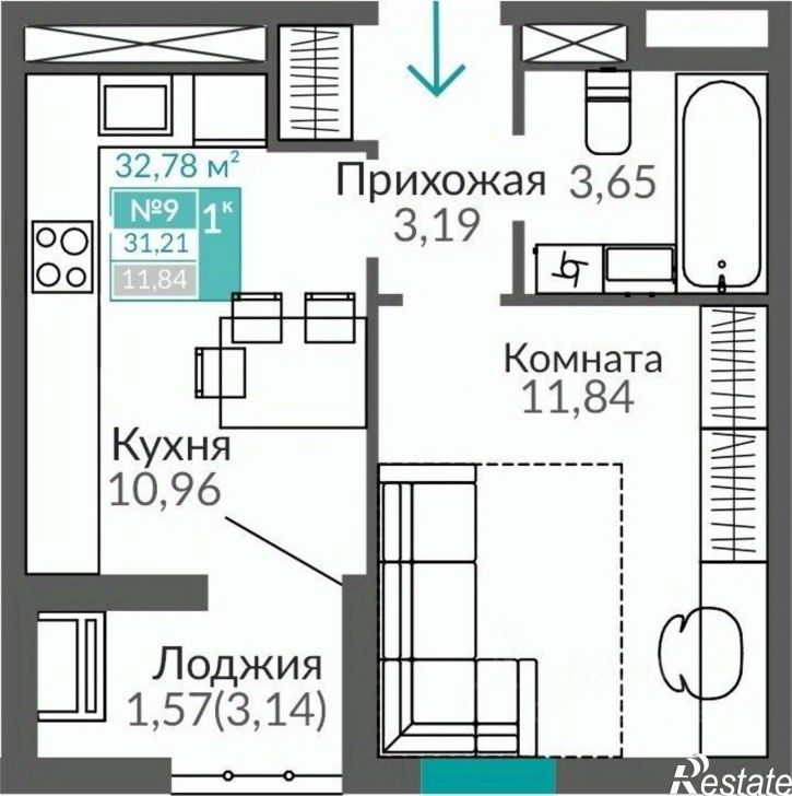 1-комн квартира в новом доме Симферополь, Киевский район