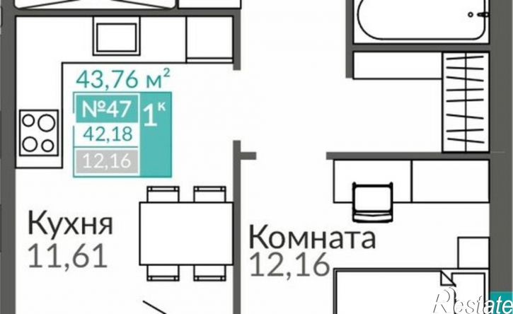 1-комн квартира в новом доме Симферополь, улица Виталия Чуркина