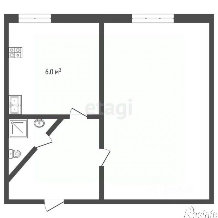 1-комн квартира Сакский район, село Молочное