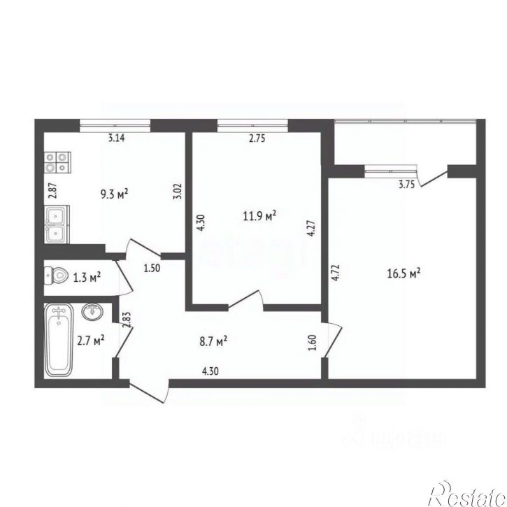 2-комн квартира ул Просвещения, 5,  д. 5