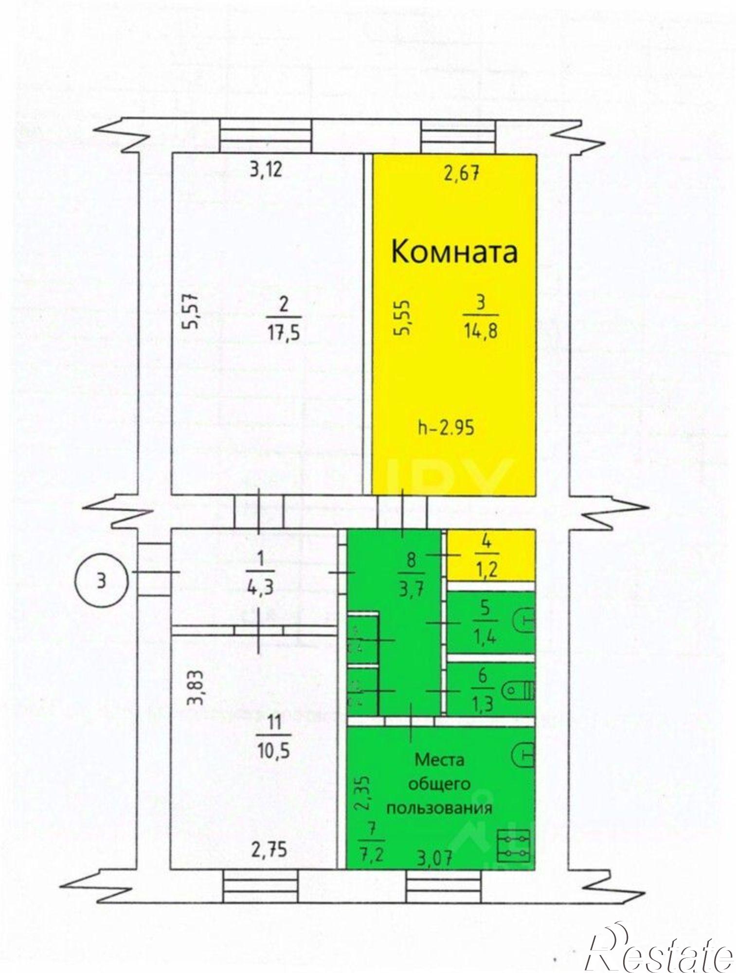 Купить комнату за 2 550 000 рублей на Приморская улица, 25
