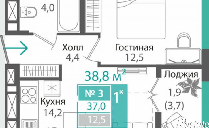 1-комн квартира в новом доме Симферополь, ЖК Орион