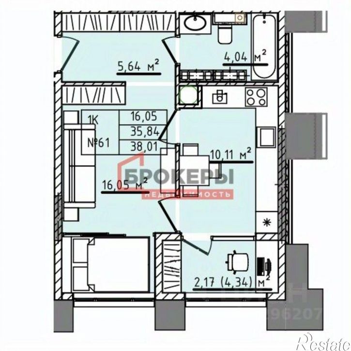 1-комн квартира в новом доме ул Челнокова, 17 2в,  д. 17 2в,  к. 2в