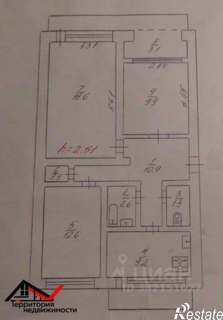 3-комн квартира ул Александра Маринеско, 15,  д. 15