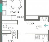 2-комн, 65 кв м, этаж 5/8 Симферополь, жилой комплекс Горизонты
