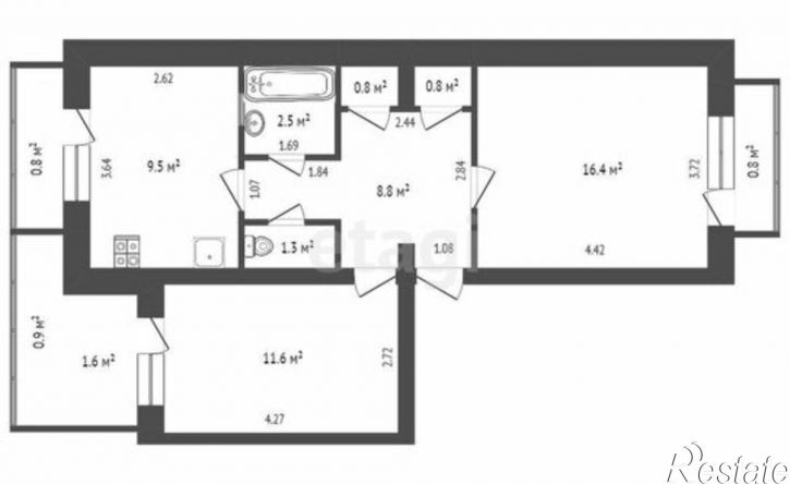 2-комн квартира Саки, Курортный переулок, 4