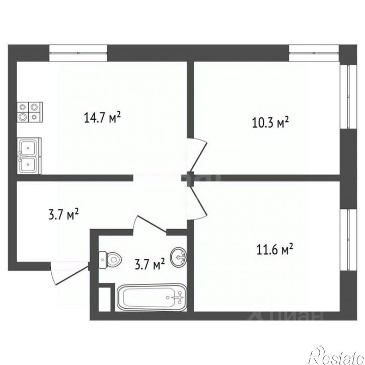 2-комн квартира Симферопольский район