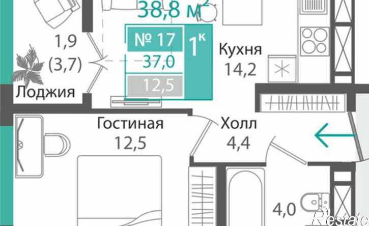 1-комн квартира в новом доме Симферополь, ЖК Орион