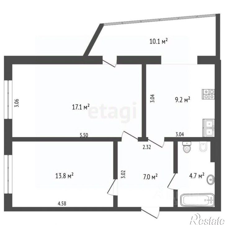 2-комн квартира Бакунинский пр-д, 6,  д. 6