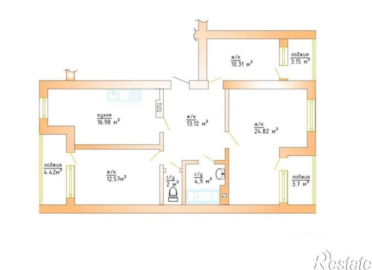 3-комн квартира Евпатория