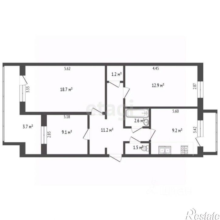 3-комн квартира Севастополь, Севастополь, улица Борисова, 4