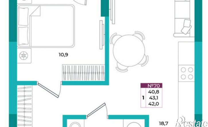 1-комн квартира в новом доме Симферополь, жилой комплекс Омега