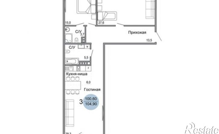 3-комн квартира в новом доме Керчь, жилой комплекс Белый город