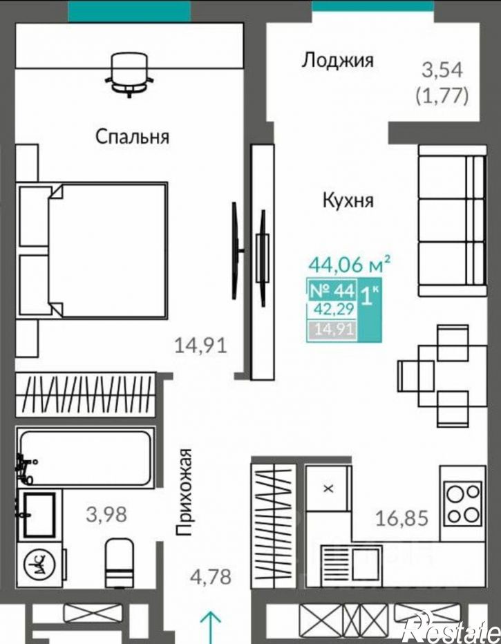 1-комн квартира в новом доме Севастополь, ЖК Видный