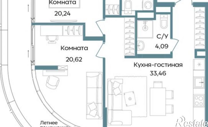 3-комн квартира в новом доме
