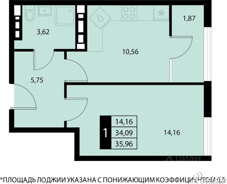 1-комн квартира в новом доме городской округ Алушта