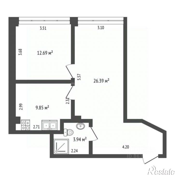 2-комн квартира ул Санаторная, 16А,  д. 16А