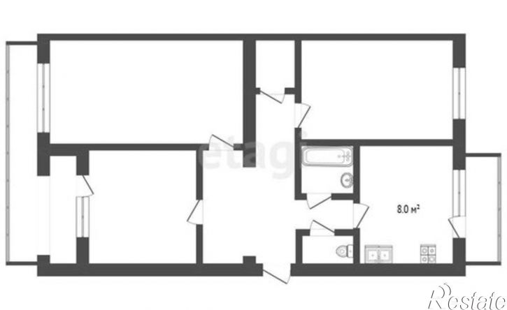 3-комн квартира Феодосия, бульвар Старшинова, 8