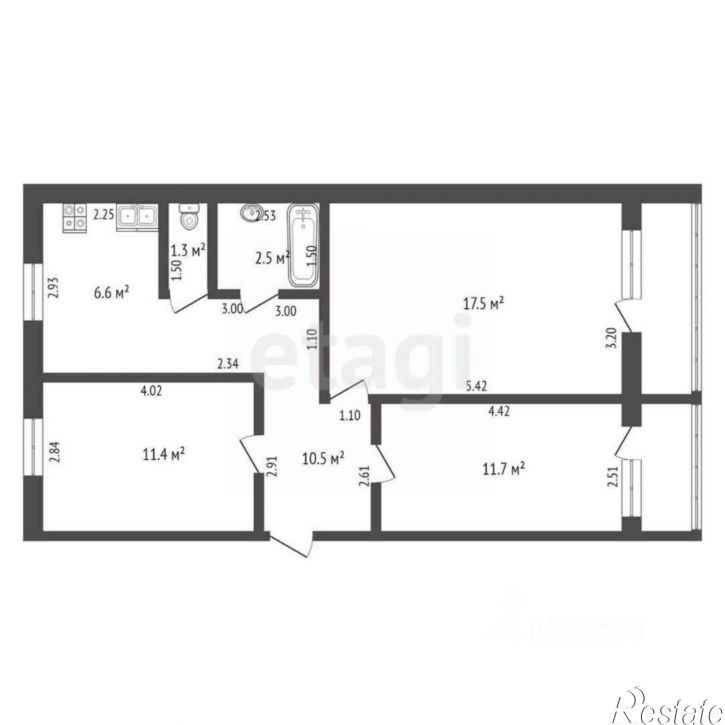 3-комн квартира