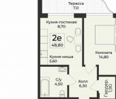 2-комн, 49 кв м, этаж 4/6 ул Глазкрицкого, 10