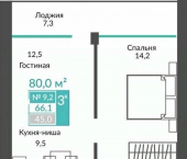 3-комн, 80 кв м, этаж 2/2 городской округ Алушта