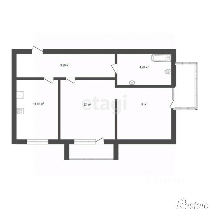 2-комн квартира ул Набережная, 1а,  д. 1а