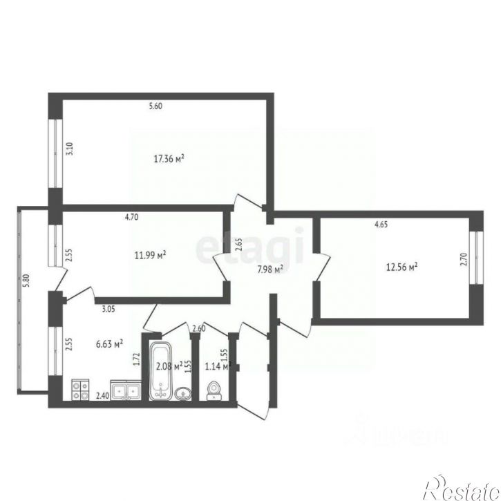 3-комн квартира ул Курортная, 5,  д. 5