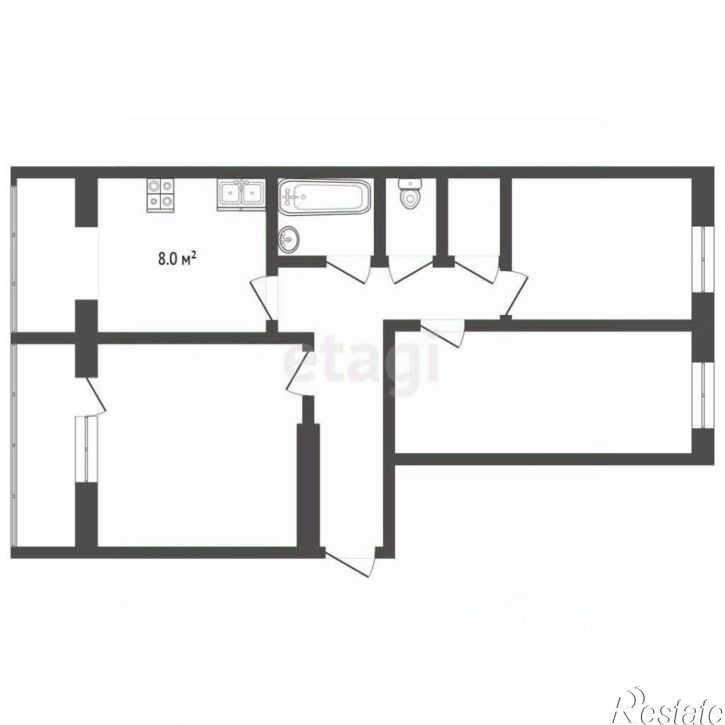 3-комн квартира ул Стрельникова, 17,  д. 17