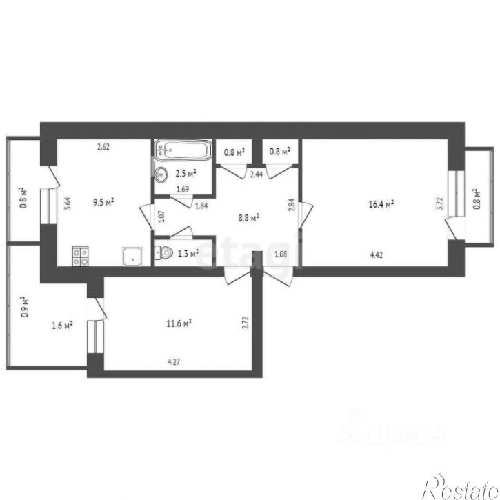 2-комн квартира Курортный пер, 1,  д. 1
