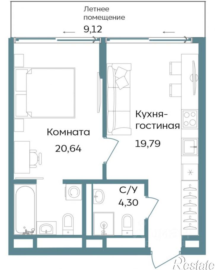 2-комн квартира в новом доме г. Саки, ул. Морская