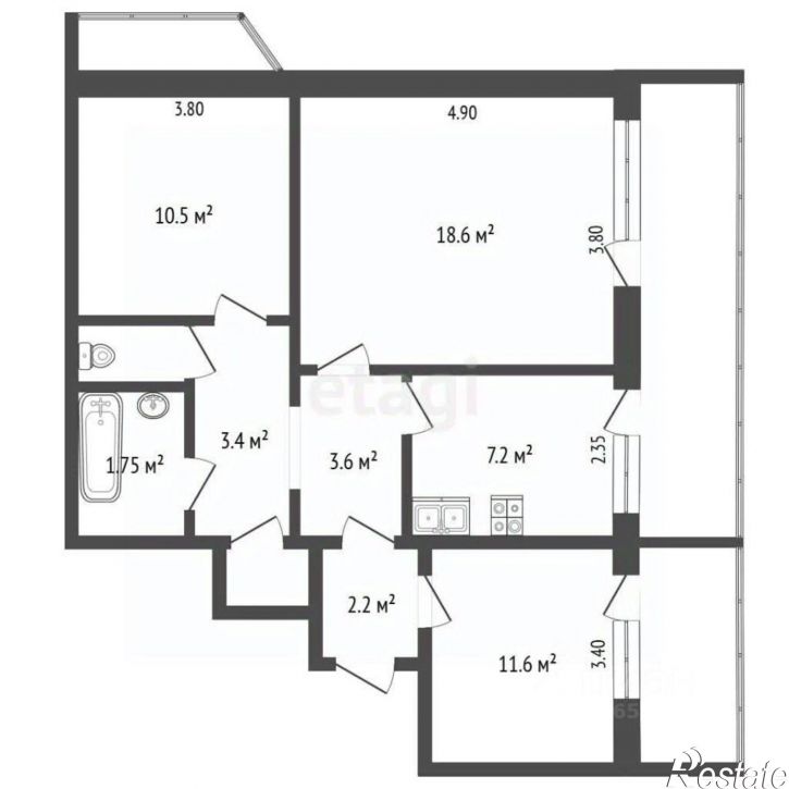 3-комн квартира ул Фрунзе, 46а,  д. 46а