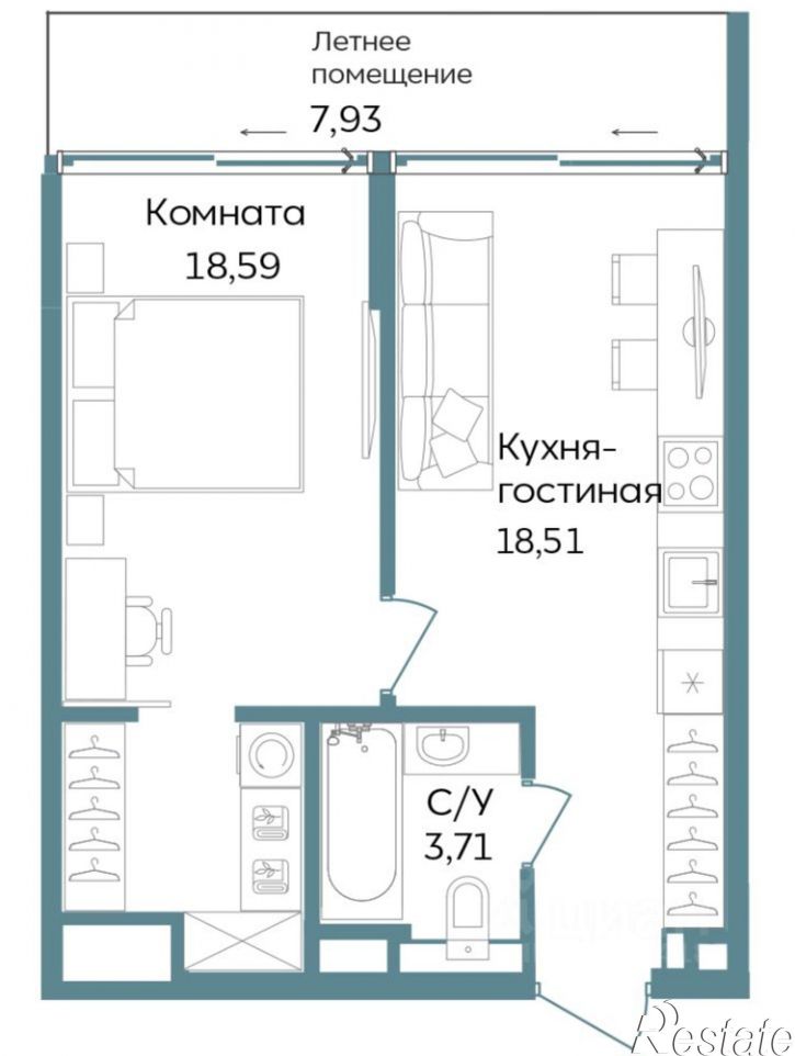 1-комн квартира в новом доме г. Саки, ул. Морская