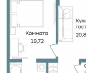 1-комн, 53 кв м, этаж 8/12 Саки