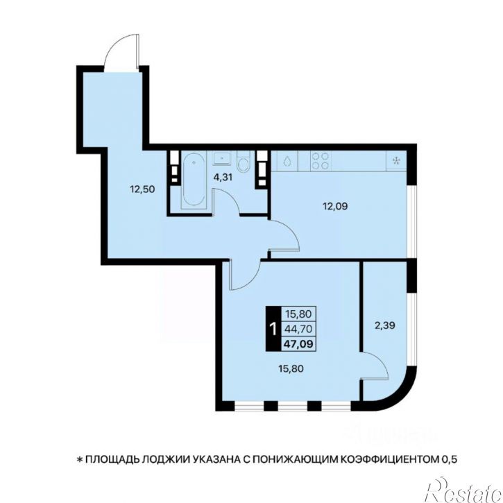 1-комн квартира в новом доме городской округ Алушта