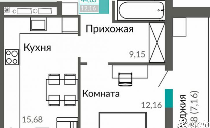 1-комн квартира Симферополь, улица Виталия Чуркина, 1к1