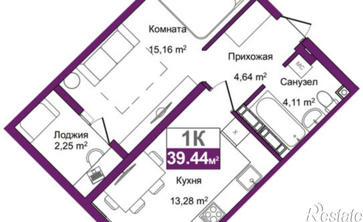 1-комн квартира Симферополь, улица Батурина, 177к2