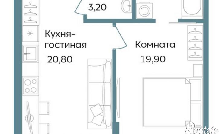 2-комн квартира в новом доме Саки