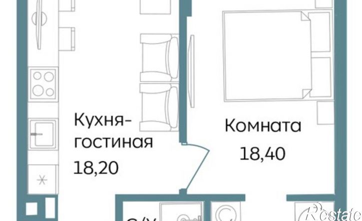 1-комн квартира в новом доме Саки