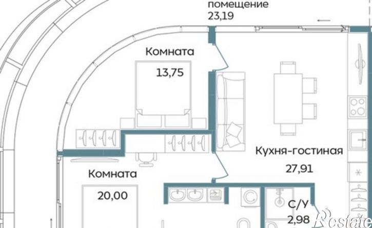 3-комн квартира в новом доме Саки