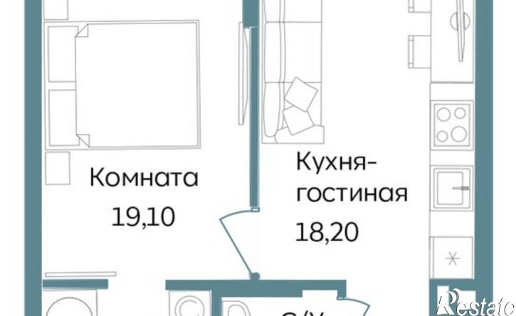 1-комн квартира в новом доме Саки