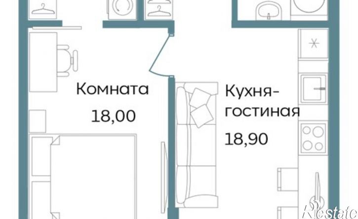 1-комн квартира в новом доме Саки