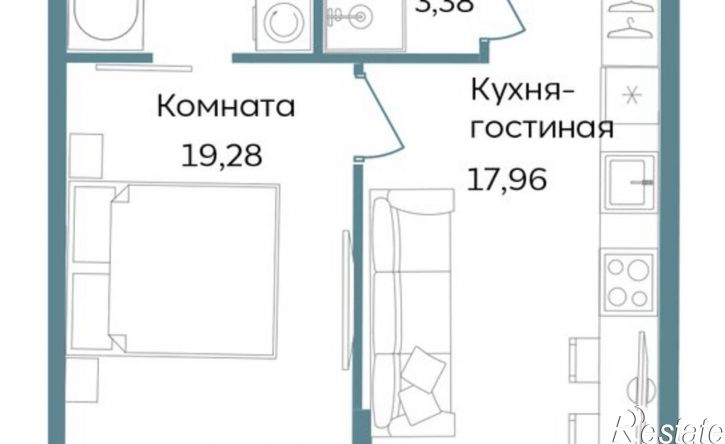 1-комн квартира в новом доме Саки