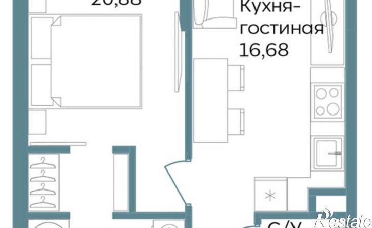 2-комн квартира в новом доме Саки