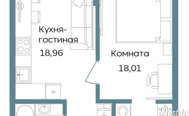 1-комн квартира в новом доме Саки